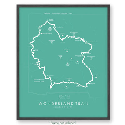 Trail Poster of Wonderland Trail - Teal