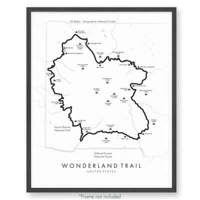 Trail Poster of Wonderland Trail - White