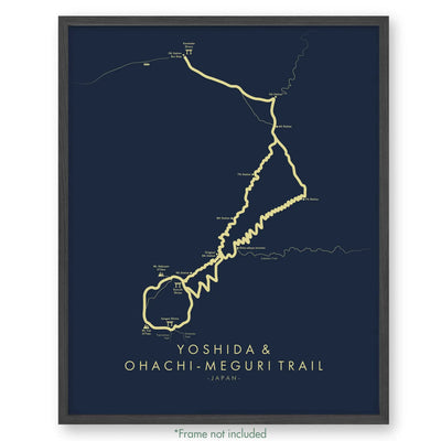 Trail Poster of Yoshida & Ohachi-meguri Trail - Blue