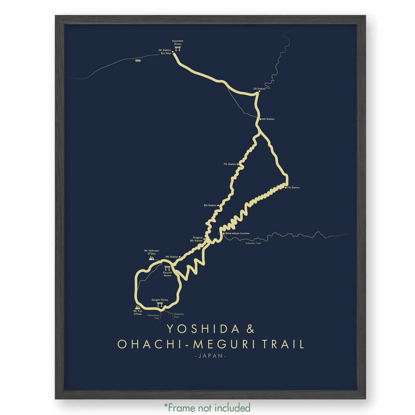 Trail Poster of Yoshida & Ohachi-meguri Trail - Blue