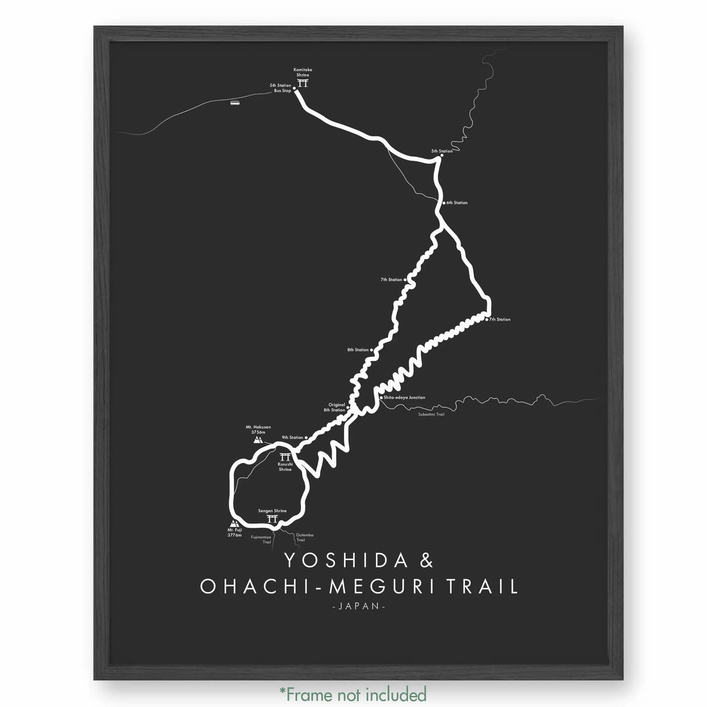 Trail Poster of Yoshida & Ohachi-meguri Trail - Grey