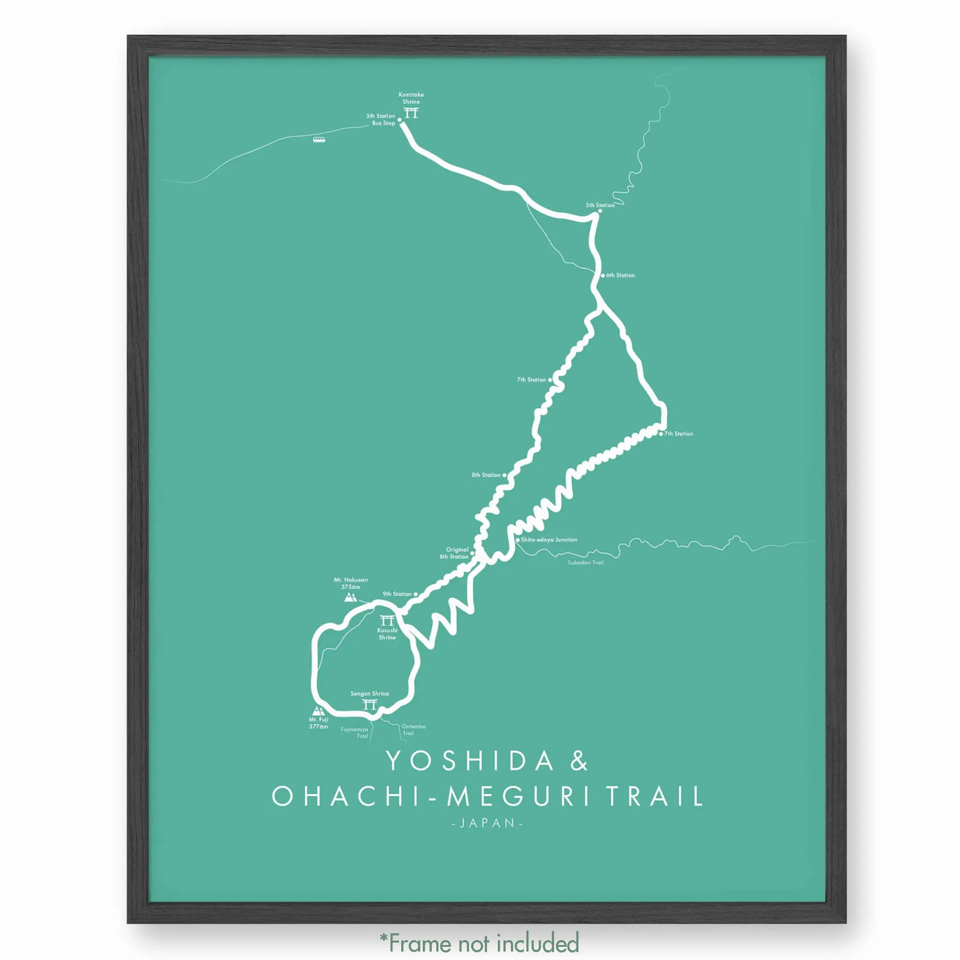 Trail Poster of Yoshida & Ohachi-meguri Trail - Teal