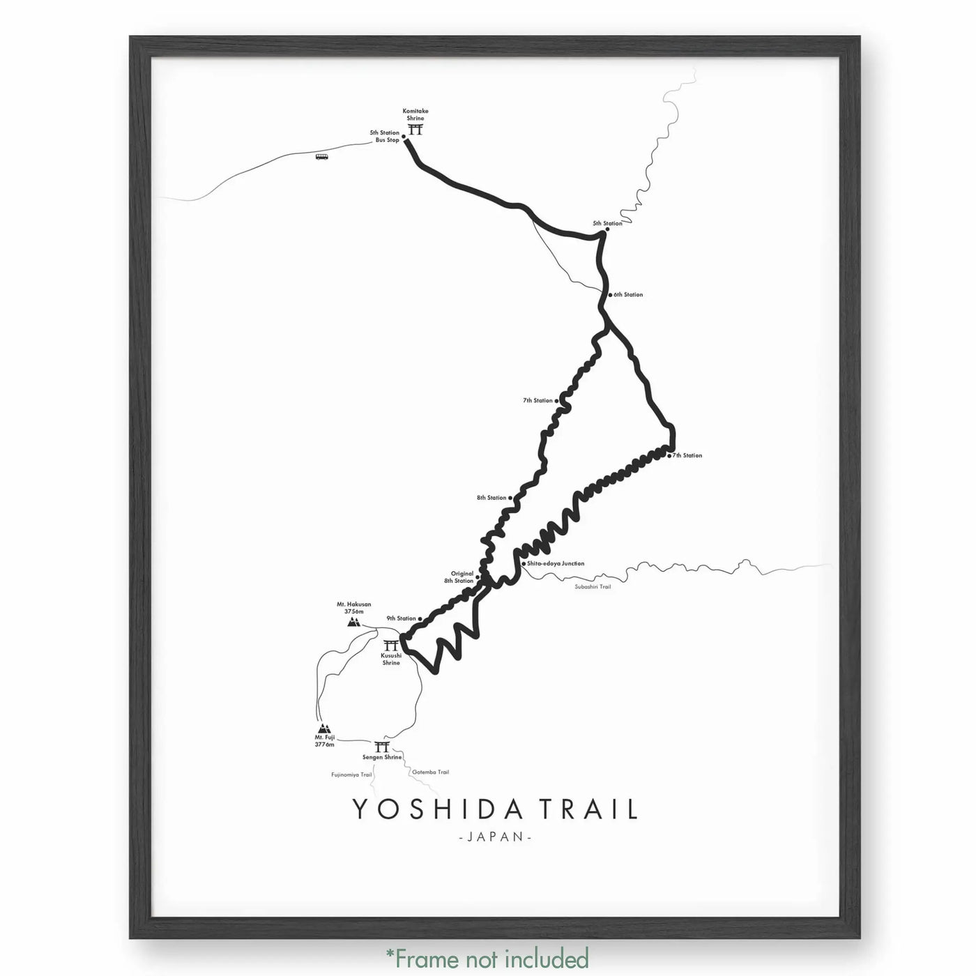 Trail Poster of Yoshida Trail - White