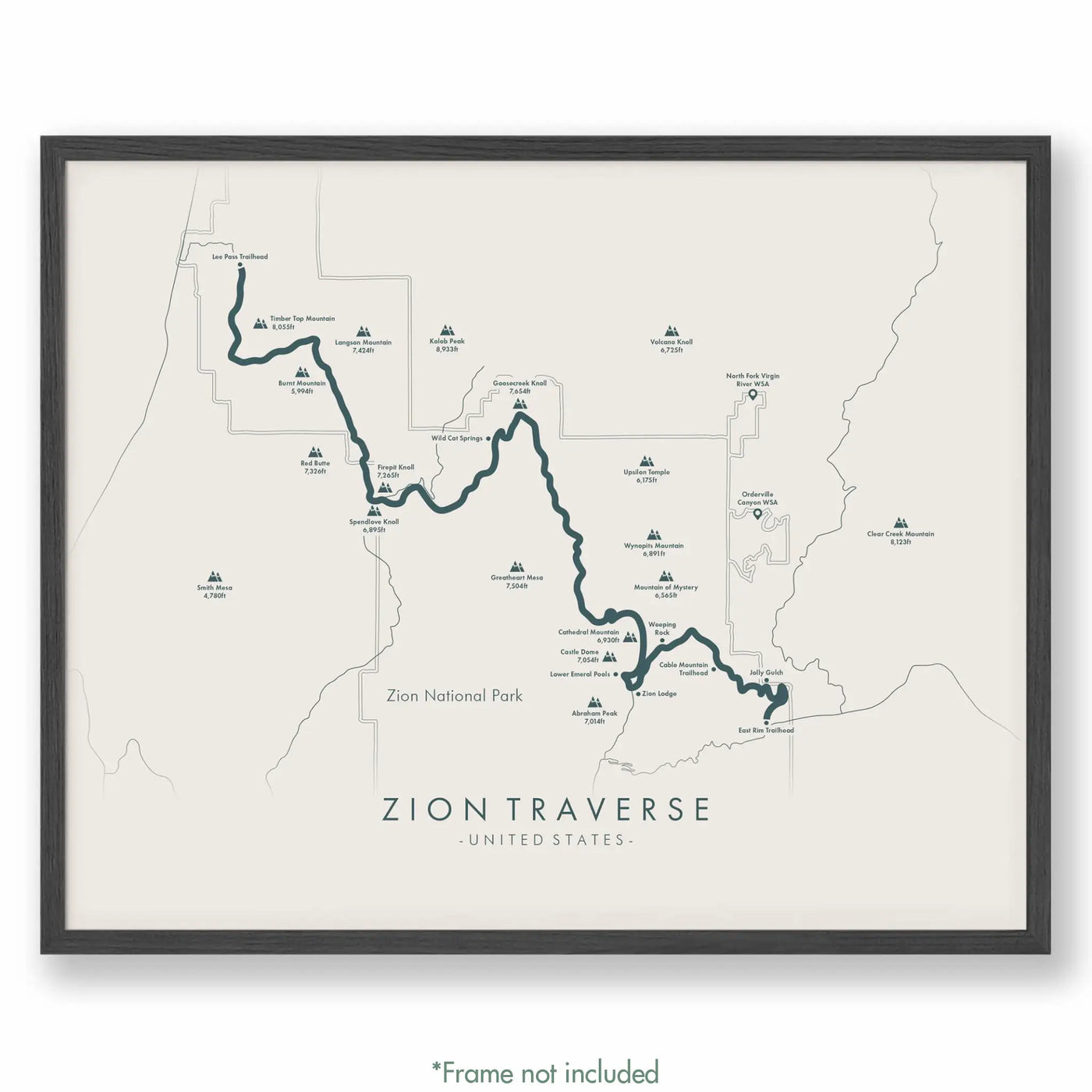 Trail Poster of Zion Traverse - Beige