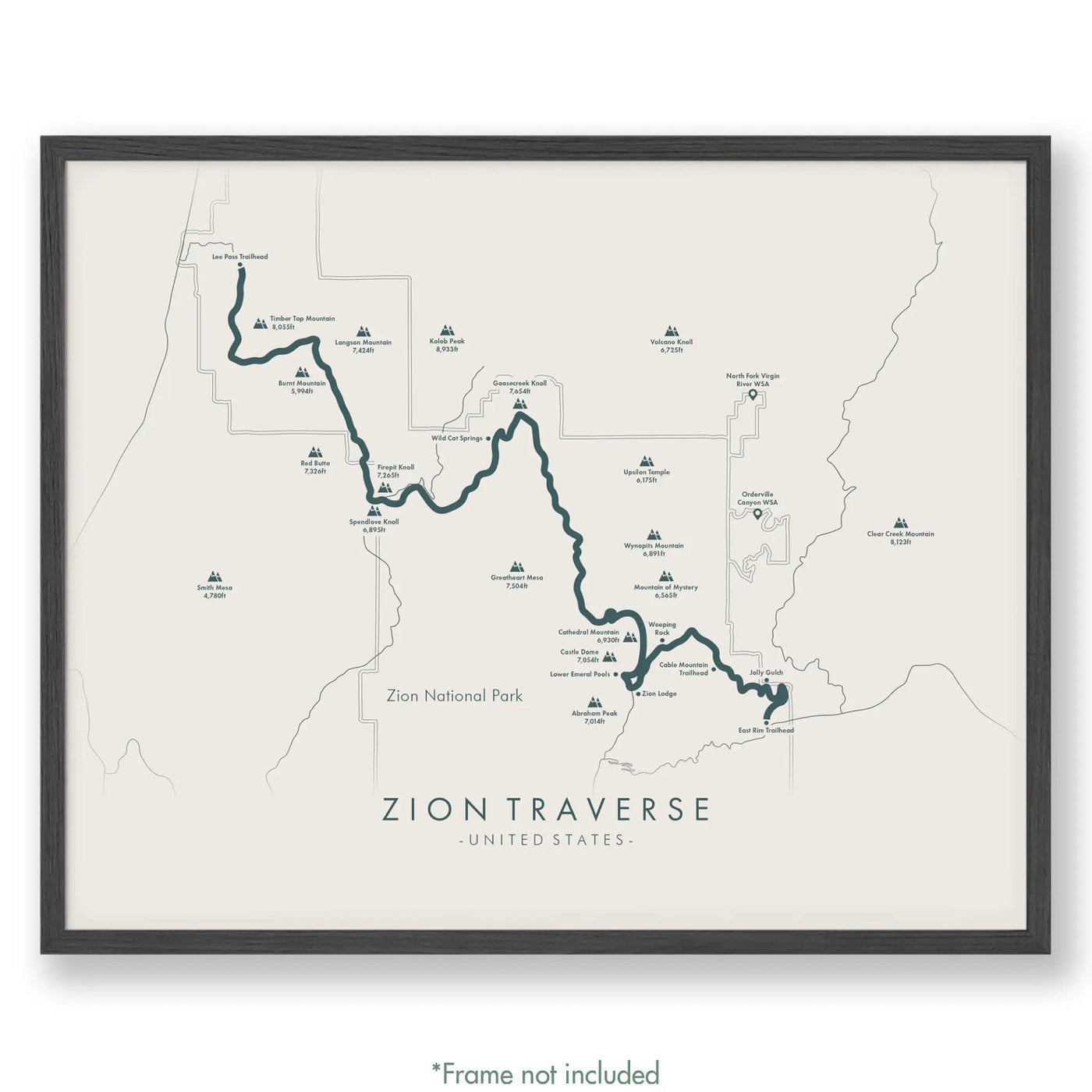 Trail Poster of Zion Traverse - Beige