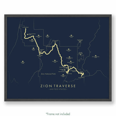 Trail Poster of Zion Traverse - Blue