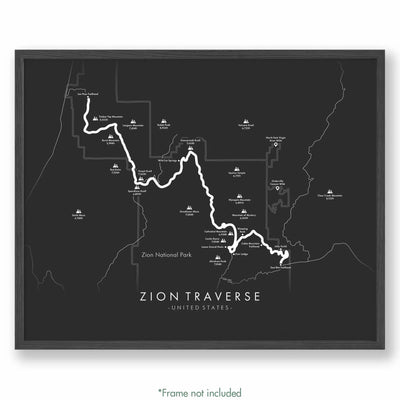 Trail Poster of Zion Traverse - Grey