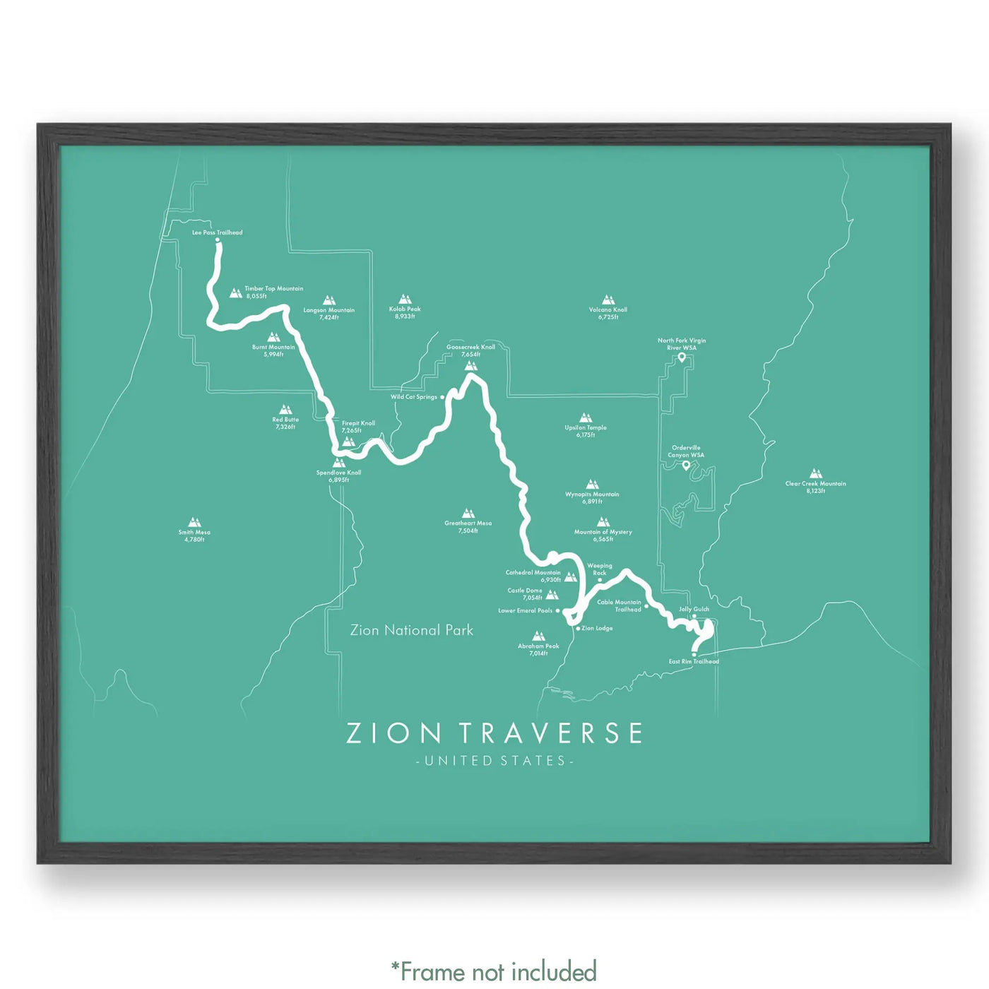 Trail Poster of Zion Traverse - Teal