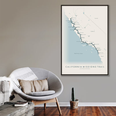 Trail Poster of California Missions Trail - Beige Mockup