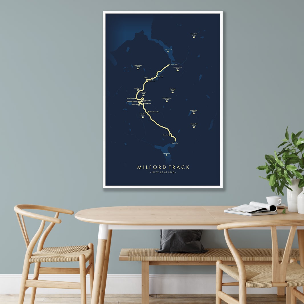 Trail Poster of Milford Track - Blue Mockup
