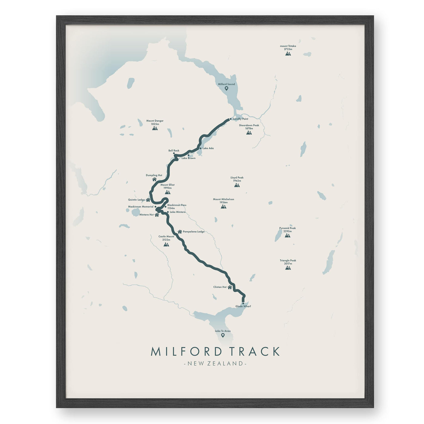 Trail Poster of Milford Track - Beige