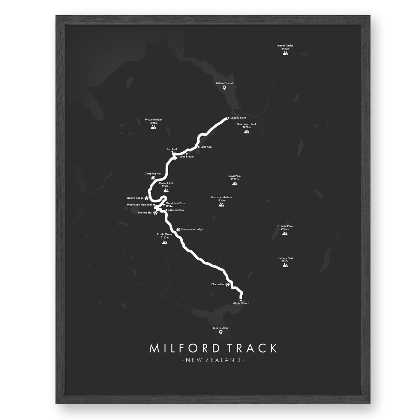 Trail Poster of Milford Track - Grey