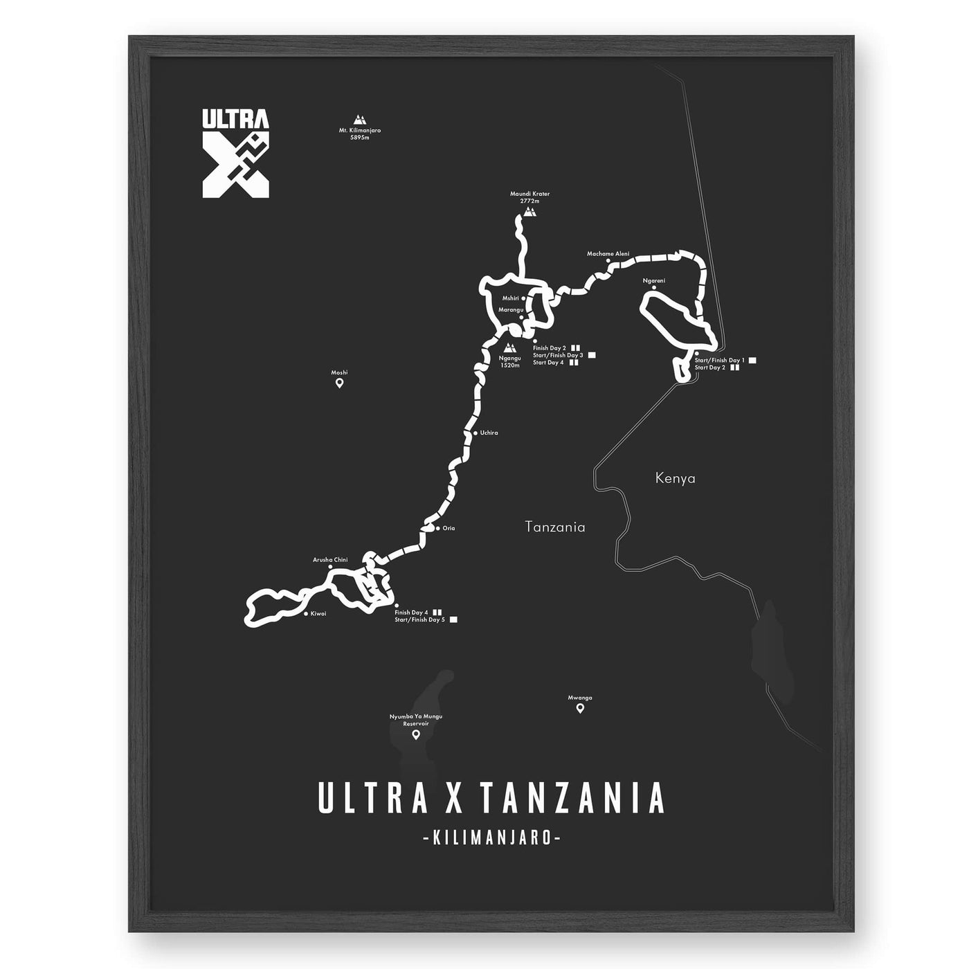 Trail Poster of Ultra X - Tanzania - Grey