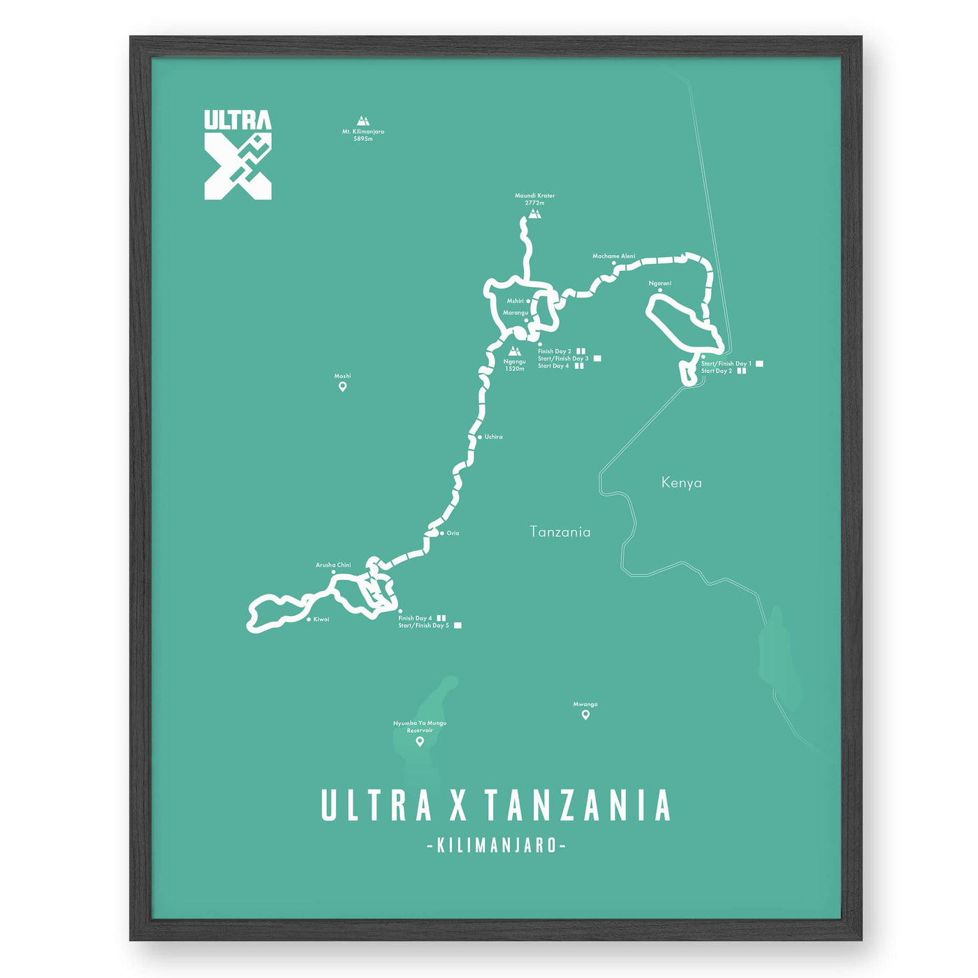 Trail Poster of Ultra X - Tanzania - Teal
